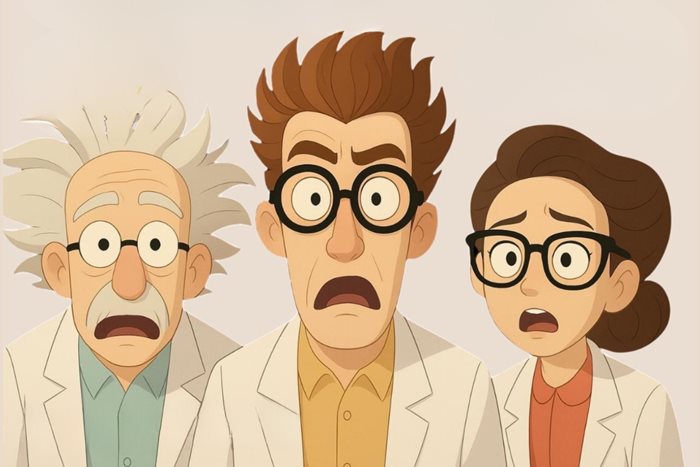 Particolare della locandina - tre scienziati